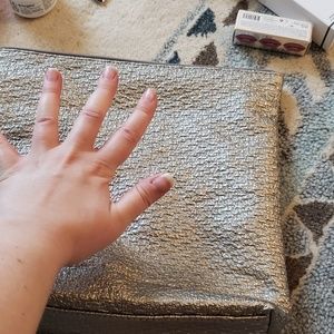 NWT Silver Textured Makeup Case